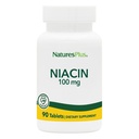 Natures Plus Niacin - 100 mg, 90 vegetarische Tabletten - Hohe Potenz Vitamin B3 Supplement - Glutenfrei - 90 Servierungen