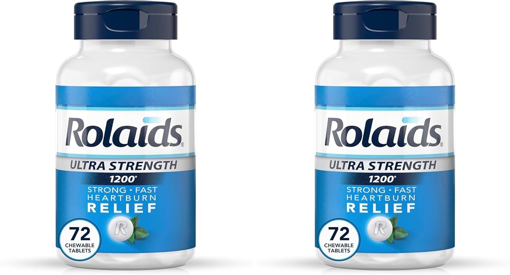 Rolaids Ultra Strength Antacid Kautabletten, Mint, 72-Count (Pack von 2)