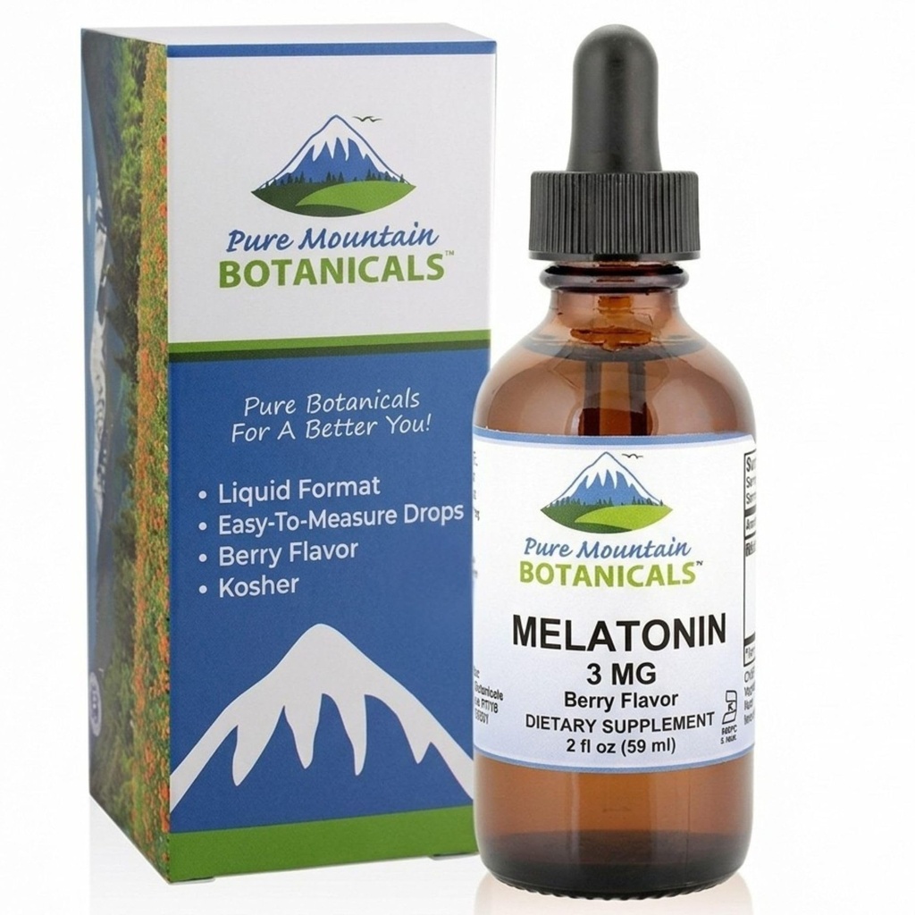 Liquid Melatonin 3mg - Natürliche Berry Flavored Kosher Melatonin Tropfen in 2oz Glasflasche