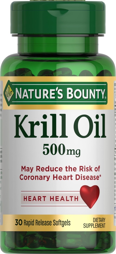 Huile de krill de la nature, santé cardiaque, supplément alimentaire, 500mg, softgels à libération rapide, 30comptes