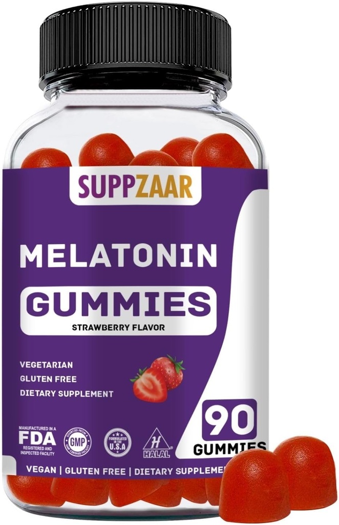Melatonin Gummies. Melatonin 5mg Schlafgummis für besseren Schlaf, Energie und Fokus. Erwachsene und Kinder Melatonin Gummy: Non-Habit Forming, Non-GMO, Gluten-Free, Gelatin-Free. 90 Gummie