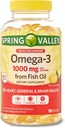Frühlingstal Omega-3 1000 mg von Fischöl, Herz, Gehirn Gesundheit, Zitronen,180 Softgels