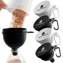 Protein Powder Funnel Set – 4 Pack Portable Water Bottle Funnel | Perfekt für Pre-Workout, BCAA's und Protein Powder | No-Mess, Schlüsselanhänger Pulverbehälter für Workout, Fitness und Reisen