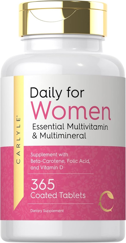 Carlyle Women's Daily Multivitamin und Multimineral Supplement | 365 Tabletten | Beta-Carotene, Folsäure und Vitamin D | Non-GMO, Glutenfreie Pillen