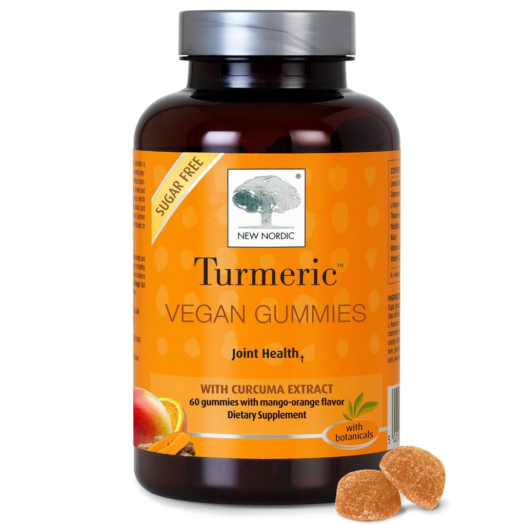 NORDIC Turmeric Curcumin Gummis, Sugar Free, 300 mg Turmeric Supplement für Männer und Frauen, unterstützt normalerweise funktionieren Gelenke, Knie, Schultern, Mango Orange, 60 Zähler