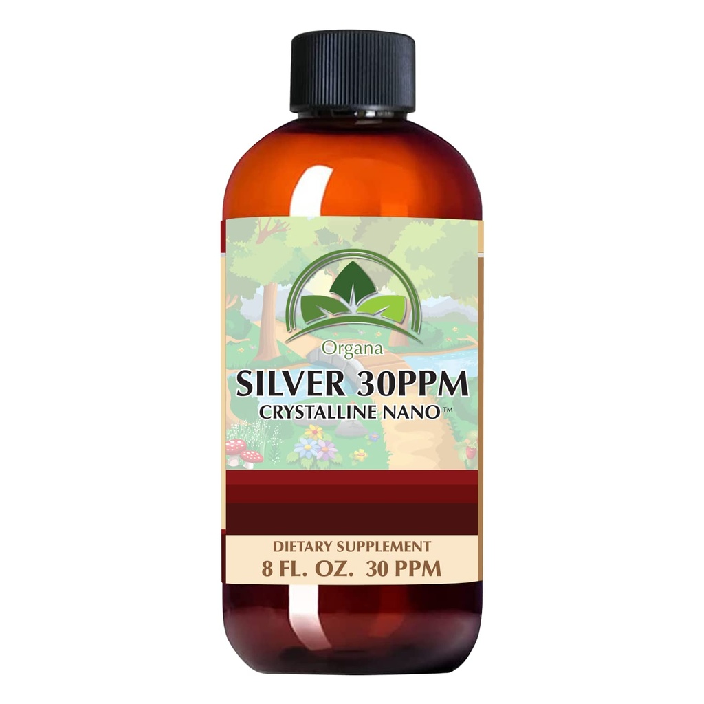 Organa Crystalline Nano Colloidal Silver - Ultra Pure Silver Liquid for Immune Support - Ultimate Supplement Solution - Plata Coloidal - 8 Ounces - 30 PPM