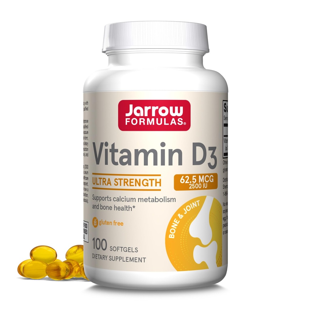 Jarrow Formeln Vitamin D3 62.5 mcg (2.500 IU) - 100 Servierungen (Softgels) - Knochengesundheit, Immununterstützung & Calcium Stoffwechselunterstützung - Vitamin D Supplement - D3 Vitamine - 2500 Vitamin D - Glutenfrei