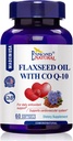 Flaxseed Oil mit CO Q-10 (Daily Antioxidantien und Herz-Kreislauf-Systemunterstützung), GMP, Natural Product Assn Certified, Made in USA - 400mg, 60 Softgels