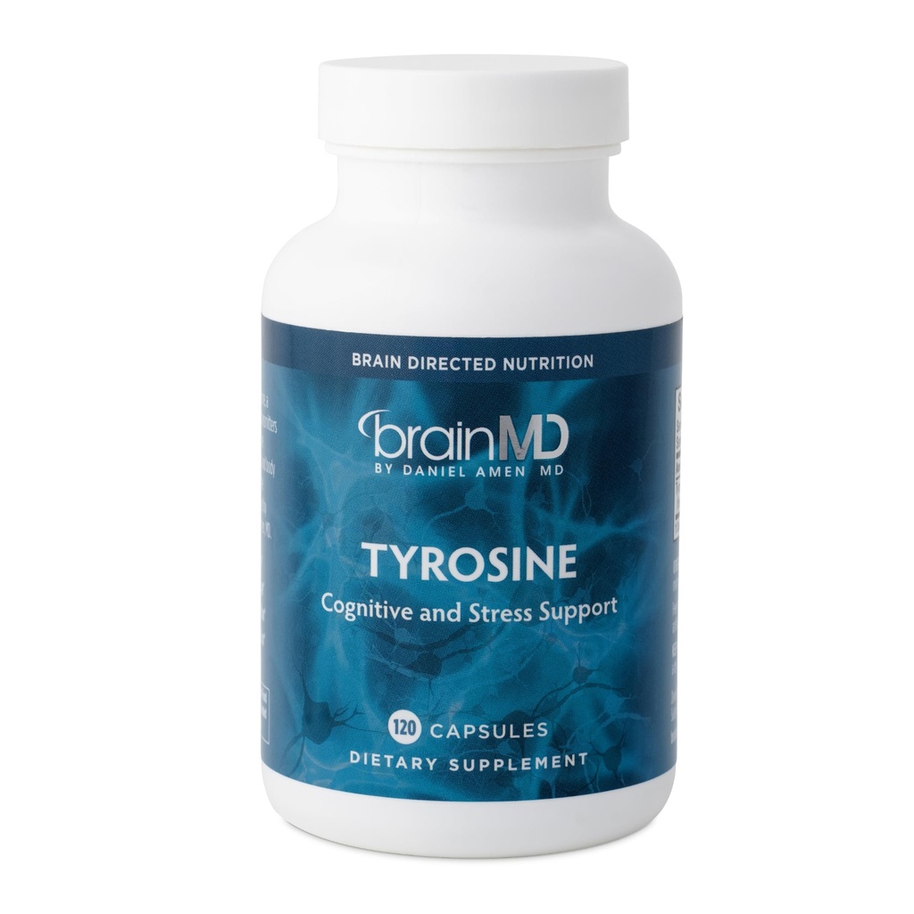 Dr. Amen BrainMD Tyrosine - 120 Kapseln - Fördert Mental Focus, Clarity & Alertness - Glutenfrei - 60 Portionen