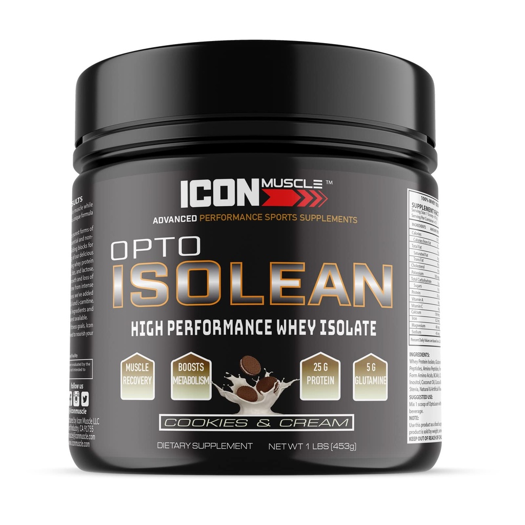 Isolean Whey Protein Isolate Pulver, Vanille, Schokolade, Erdbeere, Kekse & Creme, Gesalzene Karamell, Schokolade Minze, Schokolade Erdnussbutter, 1 Pfund (Cookies & Cream)
