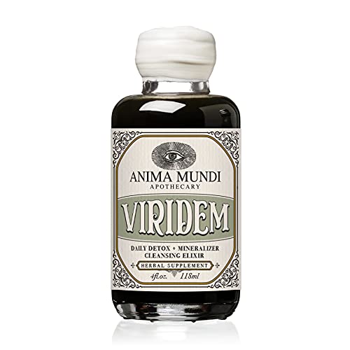Anima Mundi Apothecary Viridem Greens Detox Elixir - GI & Liver Detox Liquid Supplement, Natürliche Kräuterreinigung mit Chlorophyll, Moringa + Organische Chlorella - Hinzufügen zu Saft & Tee (4oz / 118ml)