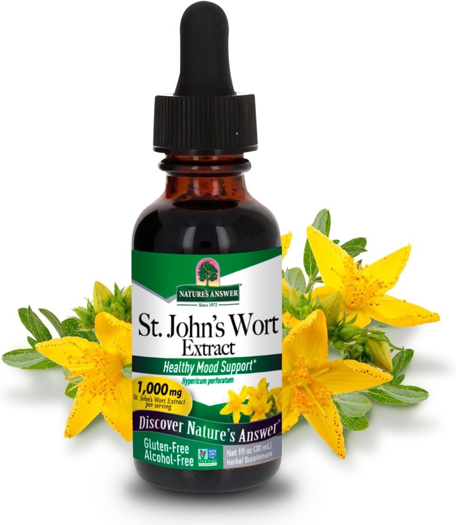 Natur Antwort St. John's Wort Alkoholfreie Flüssigextrakt (Hypericum Perforatum) | Gesunde Stimmung Unterstützung | Non-GMO, Kosher & Gluten-Free 1oz