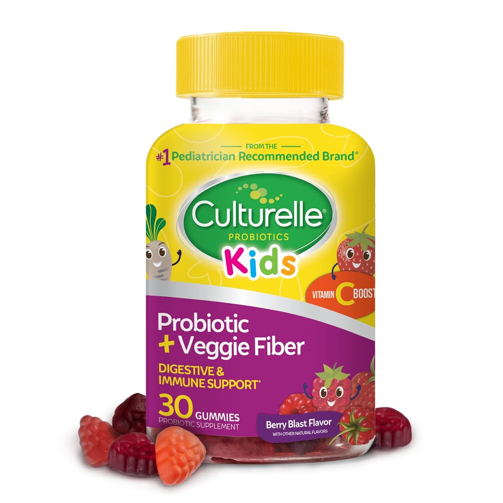 Culturelle Daily Probiotic Kapseln 30CT & Kinder Probiotic + Veggie Fiber Gummies 30CT für Verdauungs- und Immungesundheit
