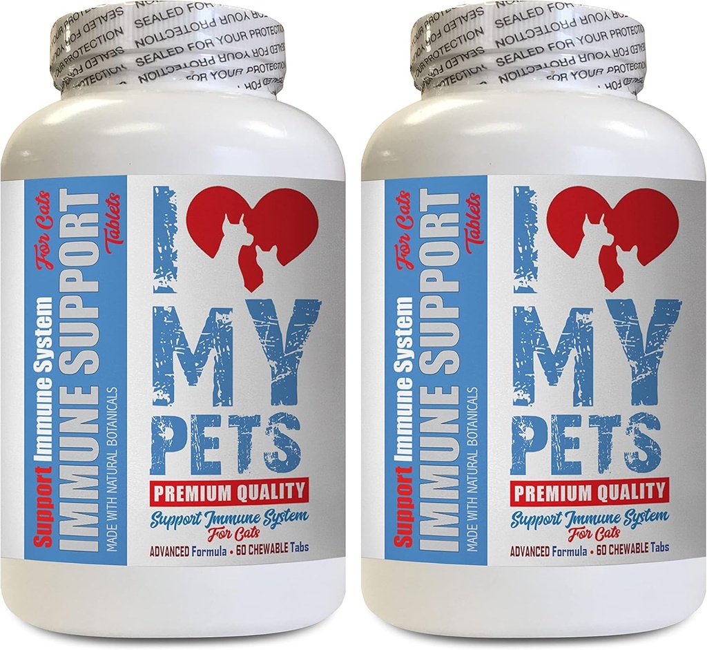 I LOVE MY PETS LLC cat Coat Supplement - CAT Immune Support - Booster - Healthy Supplement - Cats Immune Support - 120 Treats (2 Bottles)