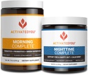 ACTIVATEDYOU Morning Complete Prebiotics, Probiotics und Green Superfoods (Citrus Medley) & Nighttime Complete, Ashwaghanda (Raspberry Lemonade), 30 Servings