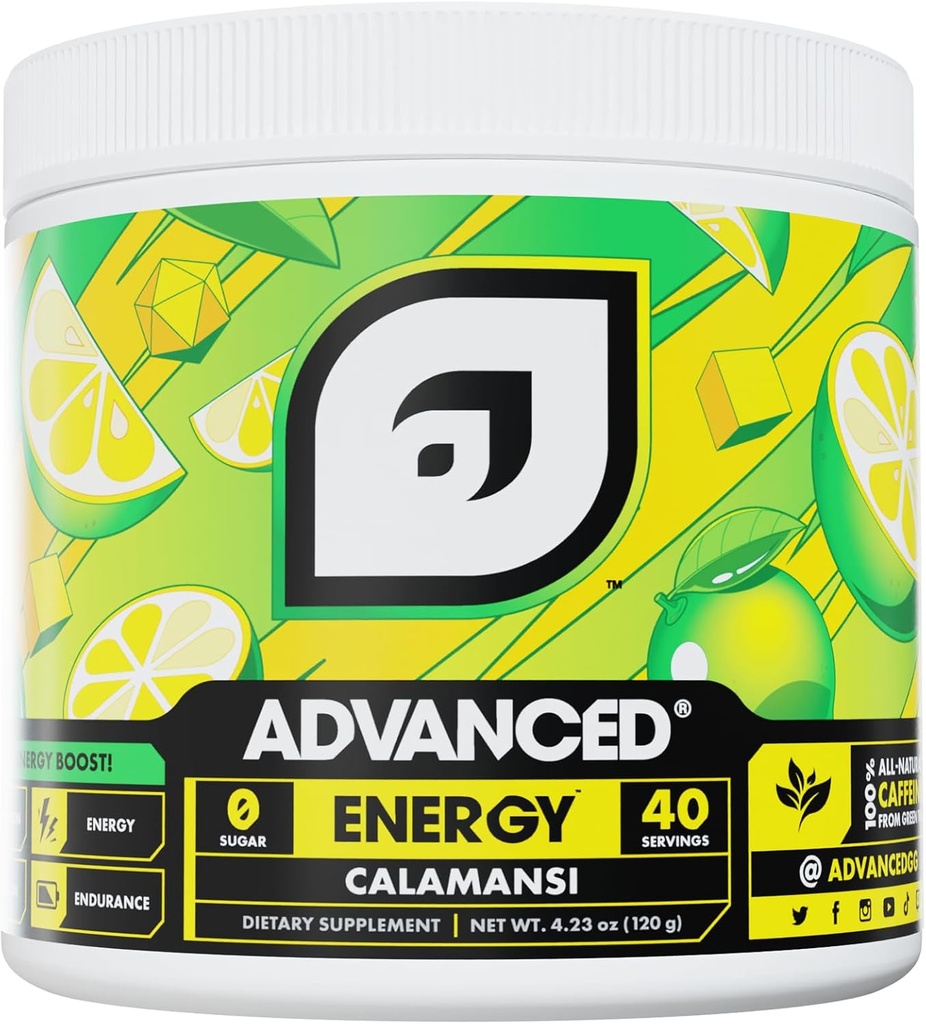 Advanced Energy - Energy Boosting Formel mit Elektrolyten für Hydration - L-Theanin zu kämpfen Jitters - Sugar Free & Keto Friendly - No Maltodextrin (40 Servier) (Calamansi)
