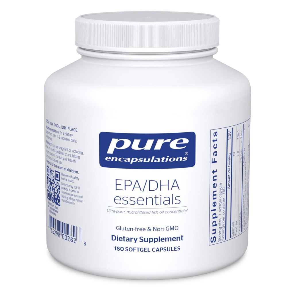 Pure Encapsulations EPA/DHA Essentials - Fischöl Konzentrat Ergänzung zur Unterstützung Herz-Kreislauf-Gesundheit - Premium EPA & DHA Ergänzung mit Omega 3 - 180 Softgel Kapseln