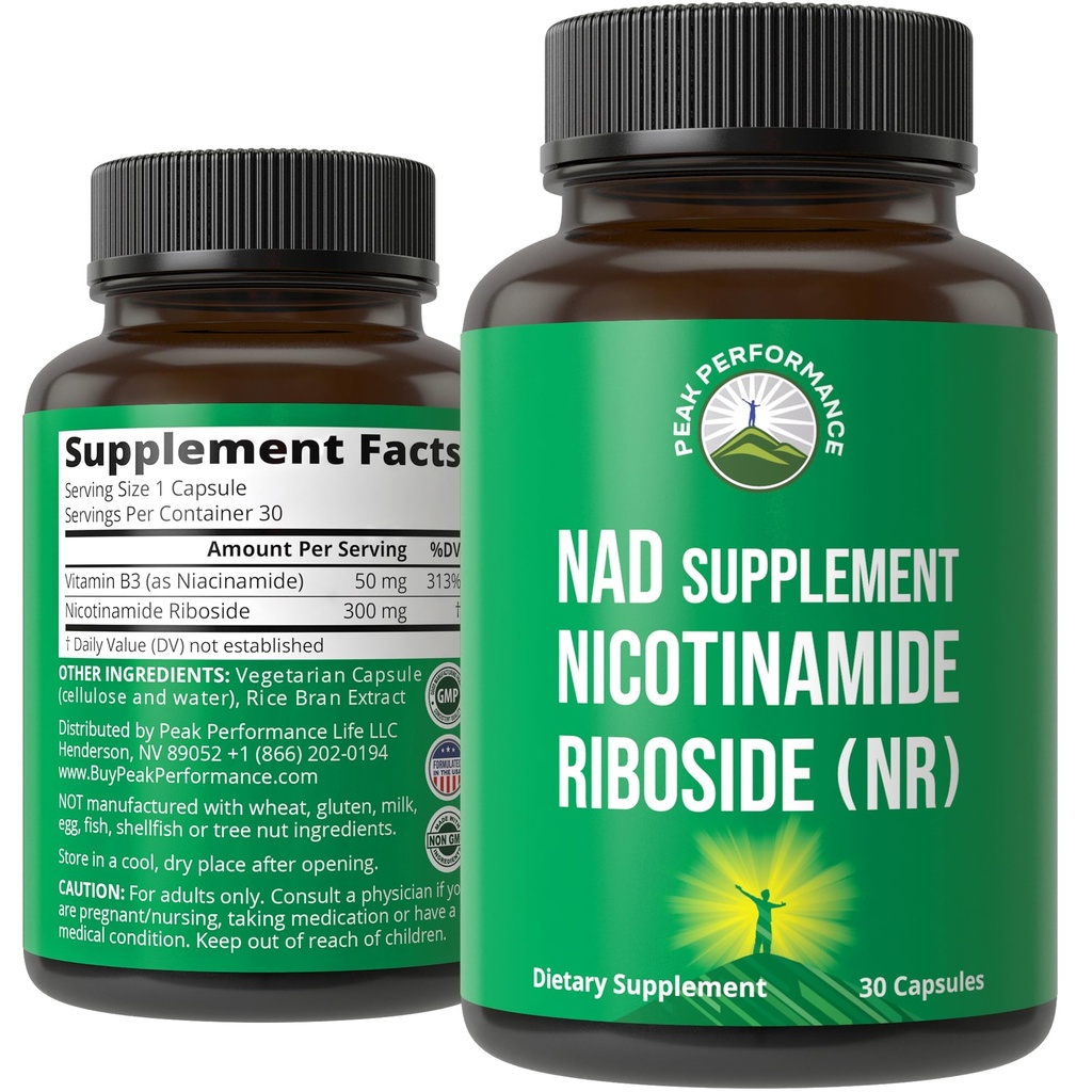Nicotinamide Riboside NR Supplément. NMN Supplément alternatif NAD + Niacinamide pour les niveaux NAD+ à notre âge. Troisième partie testée, non-OGM, sans gluten, Vegan NR suppléments de vitamine pour les femmes et les hommes