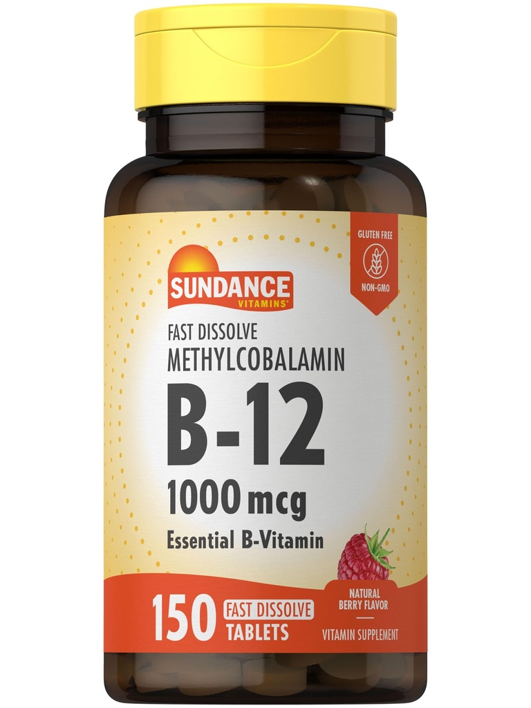 Sundance B-12 Methylcobalamin 1.000 mcg | 150 Fast Dissolve Tabletten | Natürliche Berry Flavor | Vegetarisch, Non-GMO, und Glutenfreie essentielle Vitaminergänzung