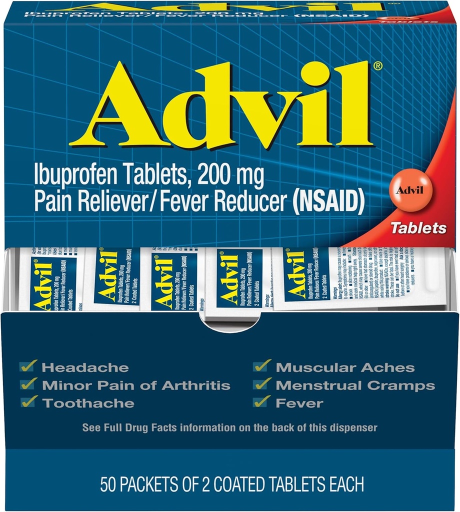 Advil Ibuprofène, 200mg, 2 Nombre (paquet de 50)