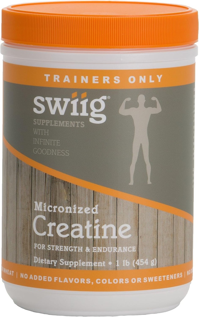 swiig Micronized Creatine Monohydrate, No Gluten, No Yeast, Corn or Wheat, No Added Flavors, No Dairy, Fish, or Soy, No Konservierungsmittel, Farben oder Süßungsmittel, No GMO Zutaten - 90 Servierungen