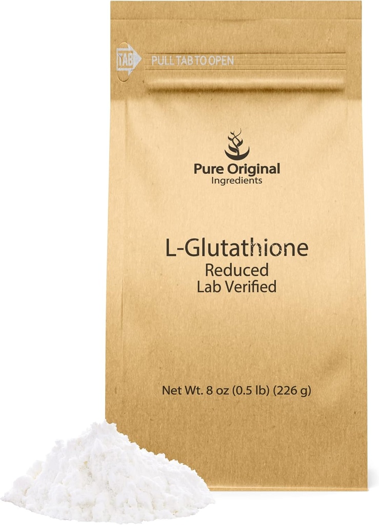INGRÉDIENTS ORIGINAUX L-glutathion poudre (8 oz) réduit, toujours pur, supplément vérifié en laboratoire