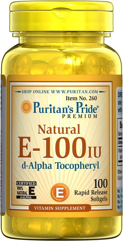 Pride de Puritan vitamine E-100 iu 100% naturel 100 Softgels