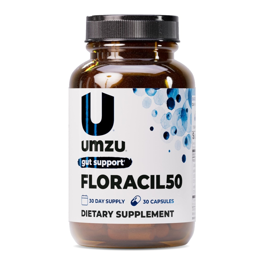 UMZU Floracil50 Prébiotiques et probiotiques pour les femmes et les hommes, 50 milliards d'UFC pour la digestion, la santé de Gut, l'acide, le rhamnousus, l'immunité, l'énergie (30 capsules)