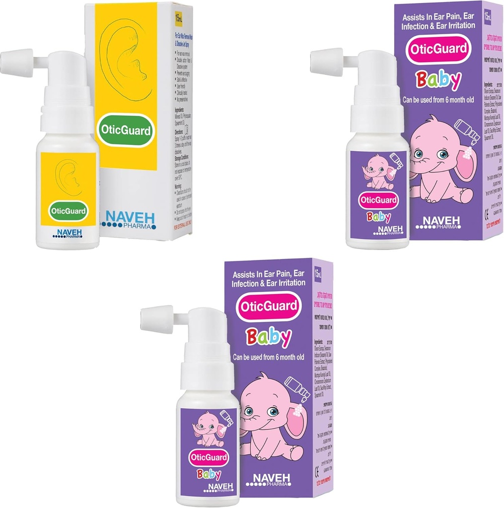NAVEH PHARMA Otic Guard Ohr Infektionsspray Baby 0.5 Fl Oz (2 Einheiten) + NAVEH PHARMA Otic Guard Ohr Infektionsspray 0,5 Fl Oz (1 Einheit)