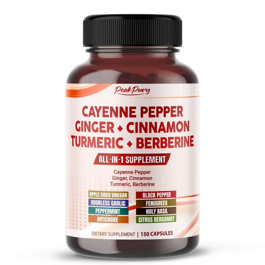 Cayenne Pepper Ginger Turmeric Berberine - Digestion, Gut Heath Support - Fabriqué aux États-Unis