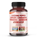 Cayenne Pfeffer Ginger Turmeric Berberine - Digestion, Gut Heath Support - Made in USA