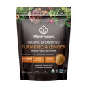 Mélange de curcuma et de gingembre de PlantFusion - Alimentation entière fermentée, supplément à base de plantes poudre avec Curcuminoides - USDA certifié biologique, non-OGM, végétalien, sans gluten, 4,76 oz 30 portions