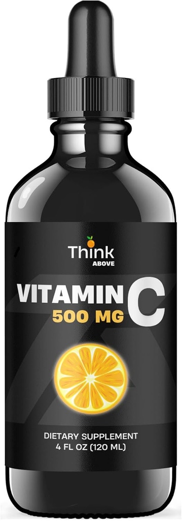 Flüssiges Vitamin C - High Dose - Vitamin C Tropfen - für Erwachsene und Kinder - 500 mg - Flüssiges VIT C - Non GMO - Vitamin C Liquid Supplement (4 fl oz 120 ml)