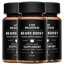 Boost de la barbe vivante - Vitamines de croissance de la barbe pour les hommes avec biotine, collagène, silice, racine Fo-Ti - Croissance faciale des cheveux pour les hommes, fabriqués aux États-Unis