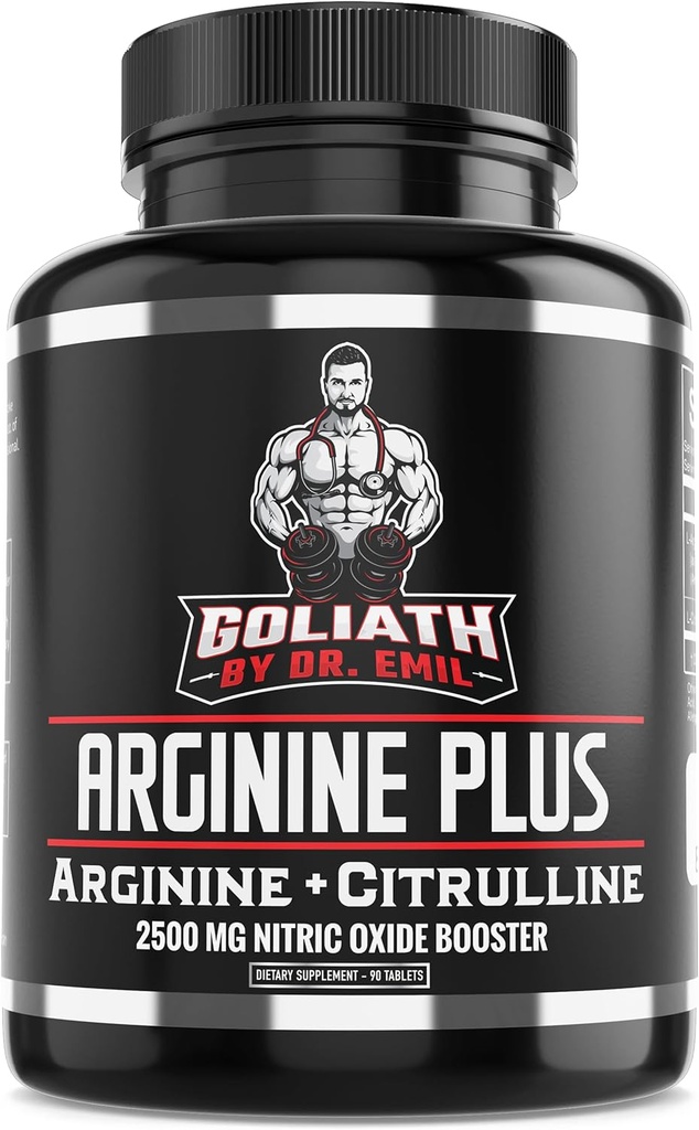 Dr. Emil's ARGININE Plus - L Arginine + L Citrulline - 2500 MG High Dose NO Booster Tablets - Nitric Oxide Supplement für Vaskularität und Herzgesundheit (Arginin AAKG und Citrulline Malate 2:1)