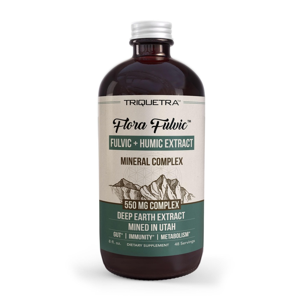 Flora Fulvic | Fulvic Acid + Humic Acid Complex – 550 mg | Mined in Utah, Prehistoric Deep Earth Extract | Immunität, Gut, Verdauung – Natural Trace Mineral Complex, Fulvic Acid Supplement – 8 fl oz.
