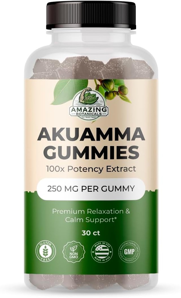 Erstaunliche Botanik Akuamma Gummies - High Potency Daily Wellness Gummy, Vegan, Non-GMO, Glutenfreie Kräuterergänzung - 250MG Per Gummy mit natürlichem Wildbeeren Flavor (30 Count)