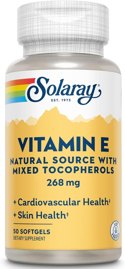 Solaray Vitamin E d-Alpha Tocopherol 268mg (400 IU) | Herz- und Hautgesundheit, Antioxidans Aktivitätsunterstützung (50 Count)