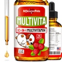 Flüssiges Multivitamin für Hunde – Cat Multivitamins für Indoor Cats – 10-in-1 Liquid Dog Vitamins B Complex, C, D3 – Digestion, Urination, Hip & Joint, Skin & Coat – Cranberry Flavor – 2 Oz