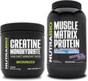 NutraBio Creatine Monohydrat, Unflavored, (150 g) und Muscle Matrix Protein Powder, (Confetti Cake) Supplement Bundle – Muskelenergie, maximales Wachstum, Erholung und Stärke
