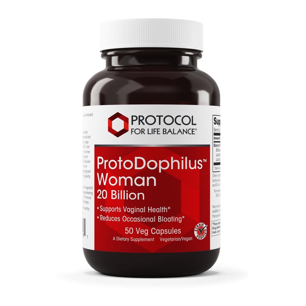 PROTOCOLE POUR LA VIE BALANCE Proto Dophilus Femme - 20 Milliards - Probiotiques pour la santé de Gut - Soutien de la santé vaginale et de l'éblouissement - Vegan & Kosher - 50 Capsules de Veg