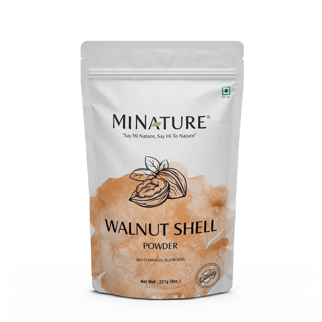Natürliches Walnuss-Schale-Pulver mit wiederverschließbarem Reißverschluss-Pack, keine Silika und alle künstlichen Zusatzstoffe für hausgemachten natürlichen Scrub 227g, 1/2lbs, 8oz (Verpackung kann variieren)