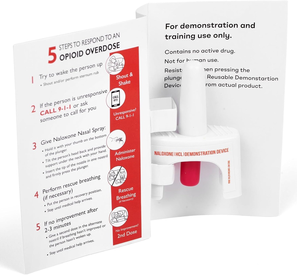 Trainingsgerät für Naloxone Nasal Spray | zur Verwendung in First Aid Training für Opioid Overdose | Wiederverwendbar | Inklusive zwei Nasal Spray Trainingsgeräte & Anleitungen (Pack von 2) | Enthält keine Medikamente
