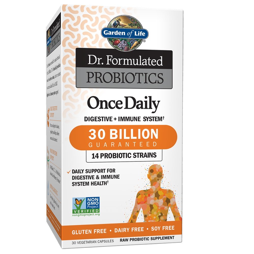 Jardin de la vie Dr. Formulé Probiotiques Une fois par jour - Acidophilus Probiotique avec un soutien quotidien pour la santé digestive et immunitaire - Sans gluten, sans lait, sans soja Probiotiques, 30 capsules végétariennes