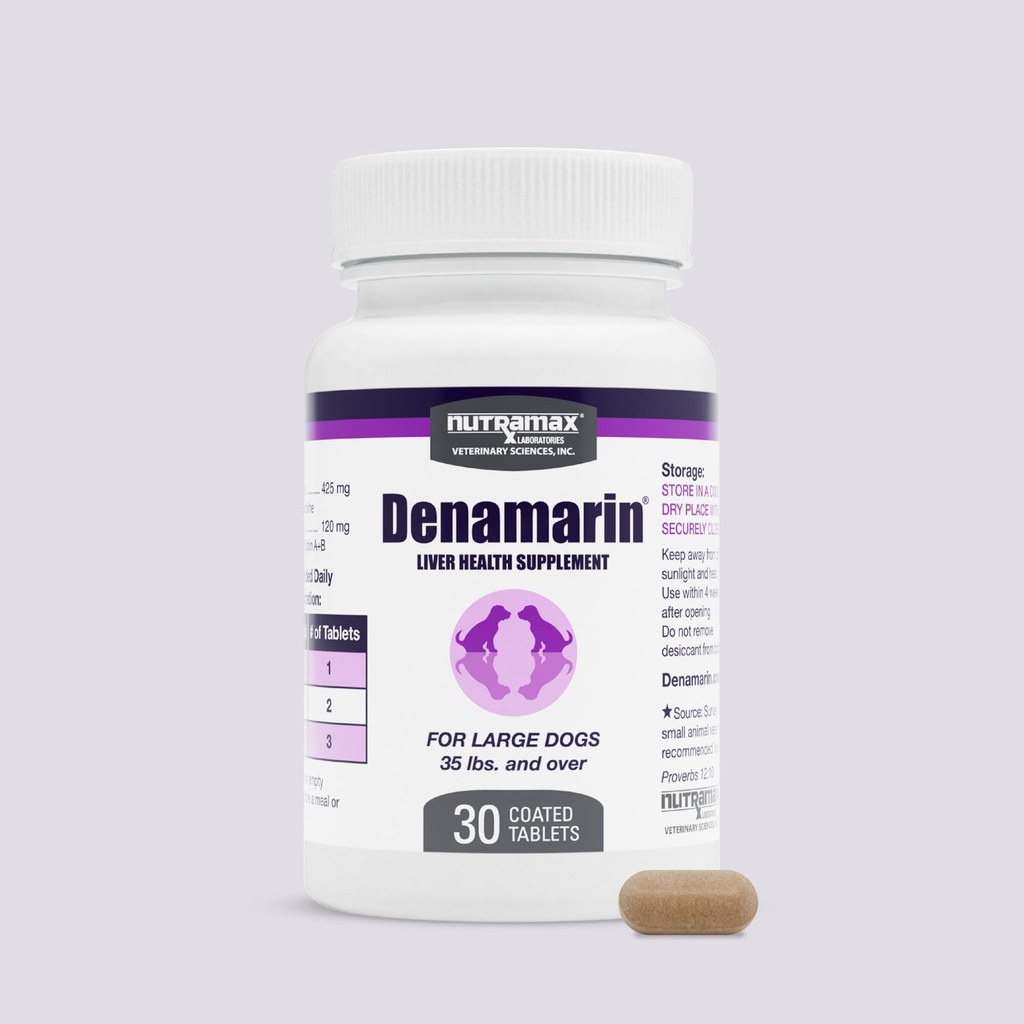 Nutramax Laboratories Denamarin Liver Health Supplement für große Hunde - Mit S-Adenosylmethionin (SAMe) und Silybin, 30 Tabletten(Pack von 1)