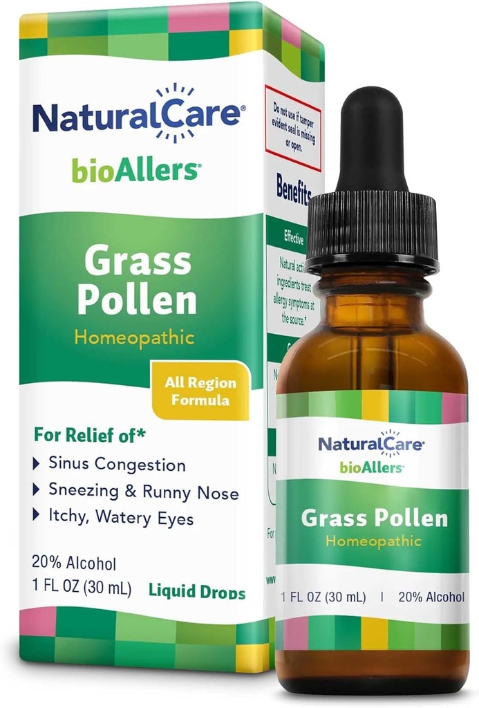 bioAllers NaturalCare Grass Pollen Homeopathic Liquid Drops, 1 Fl Oz | Kann Unterstützung durch Sinus Congestion, Sneezing & Runny Nose, Itchy, Watery Eyes