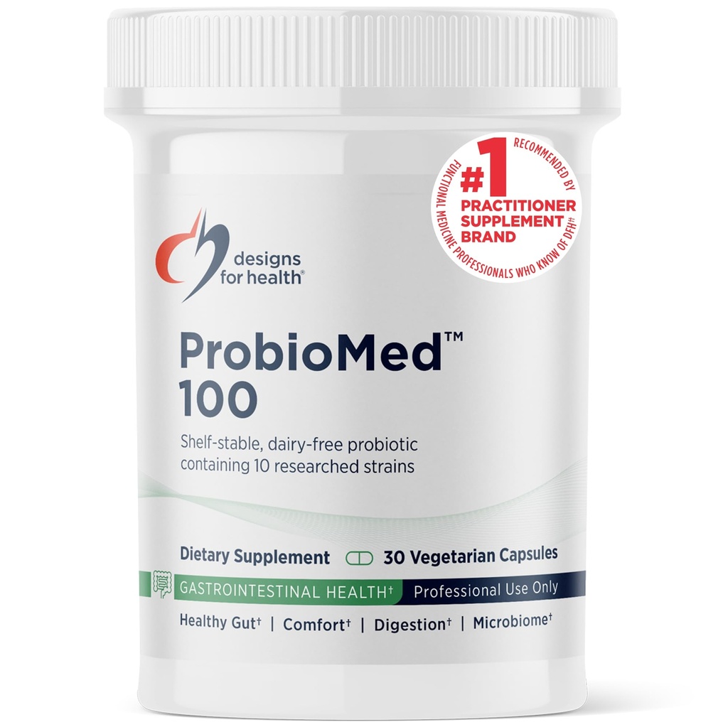 Designs for Health ProbioMed 100 - Probiotics for Digestive Health - 10 Strains mit Lactobacillus Acidophilus Probiotic + Lactobacillus Rhamnosus - Gut Health + Immununterstützungsergänzung (30 Caps)