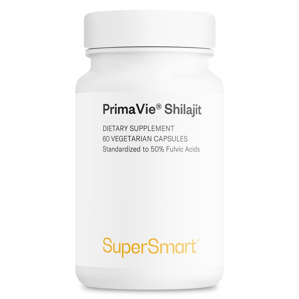 Supersmart - Super Shilajit 500mg pro Tag (hohe Potenz) - PrimaVie Shilajit Supplement - Himalaya, gereinigt & Organic Shilajit | Non-GMO & Gluten Free - 60 vegetarische Kapseln