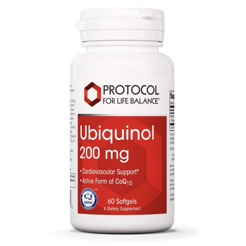 PROTOKOLL FÜR LIFE BALANCE Ubiquinol 200mg - Bioverfügbare CoQ10 Softgels - Herzgesundheitsunterstützung - Oxidativer Stress Quencher - Soy Free & Dairy Free - 60 Softgels