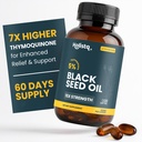 Black Seed Oil Organic Cold Pressed Capsules | 5% Thymoquinone | Non-GMO & Vegan | Nigella Sativa Black Cumin Seed Oil, Omega 3 6 9 Adult Wellness Support - 120 Softgels, 2 Months Supply